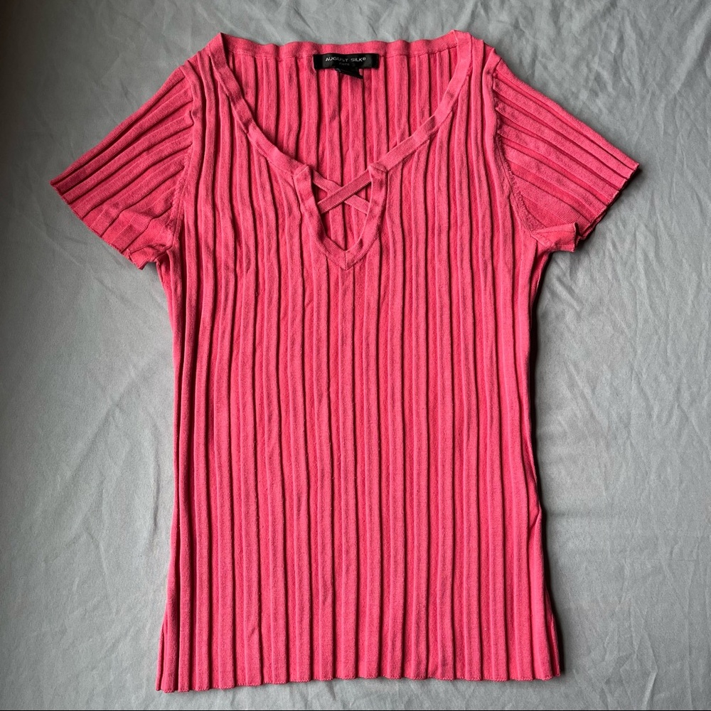 PINK FITTED KNIT BLOUSE